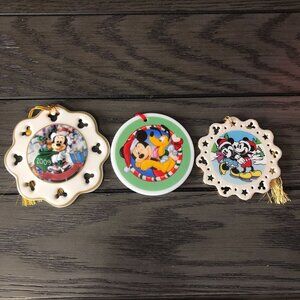 1 Lenox Disney Mickey & Minnie Mouse Snowflake Christmas Ornament Lot Of 3